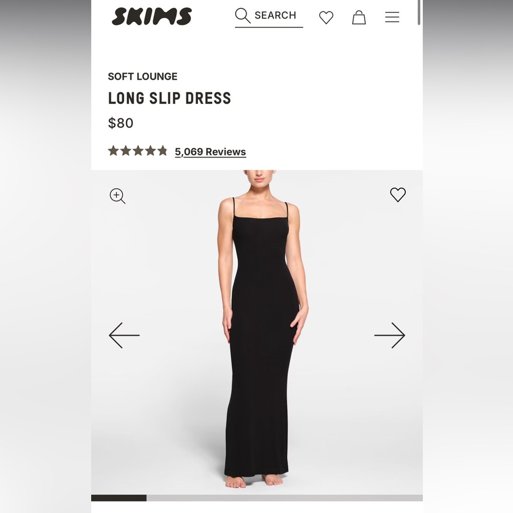 SKIMS black long slip dress NWT